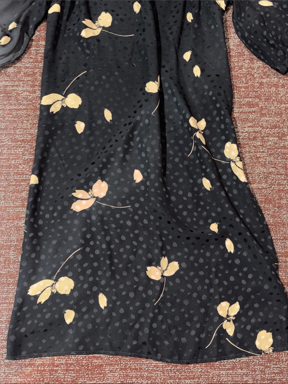 Vintage Flora Kung silk dress monochrome polka dot loose fit floral print dress - Picture 5 of 15